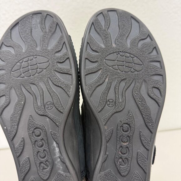 Ecco Cosmo Black Leather Cork Adjust Open Toe Sandals Shoe Womens sz 39 US 8-8.5 - Picture 8 of 9